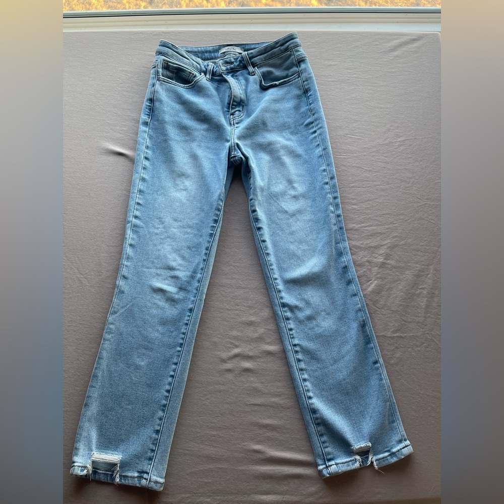 Willow & Root 28x27 The Mom Jean- Distressed Denim Classic Blue Women's Jeans